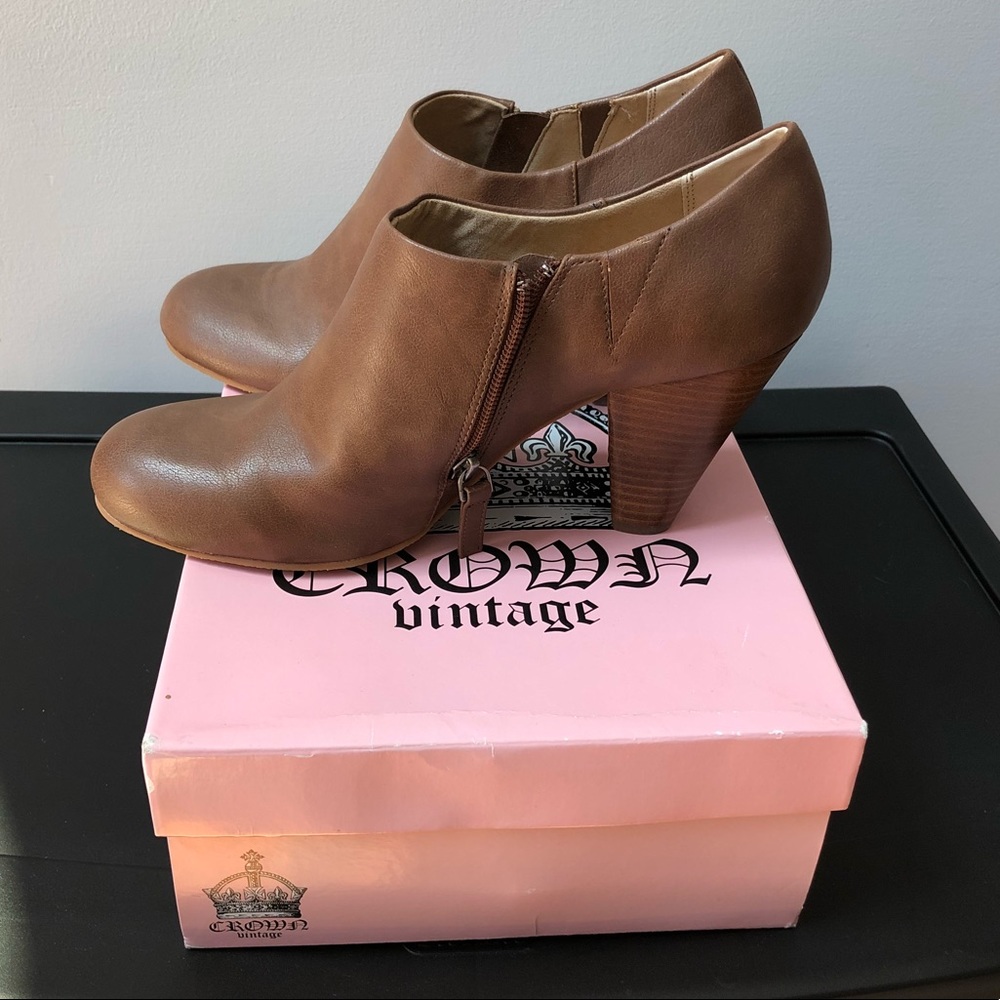CROWN VINTAGE Brown Leather Booties - NEW Size 10 - Picture 3 of 6